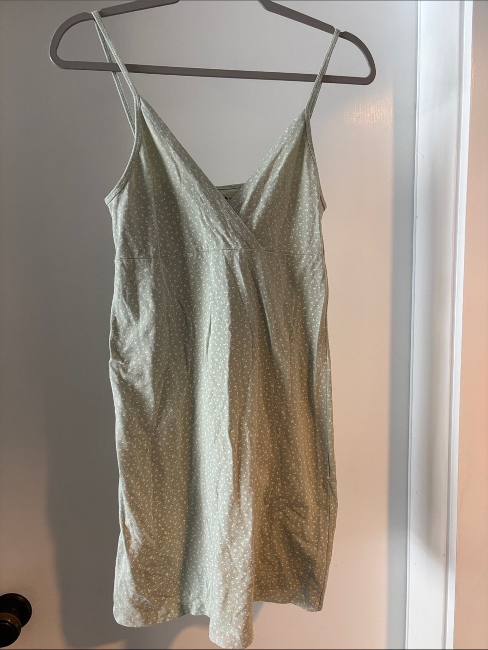 Brandy Melville Light Sage Green Polka Dot Dress